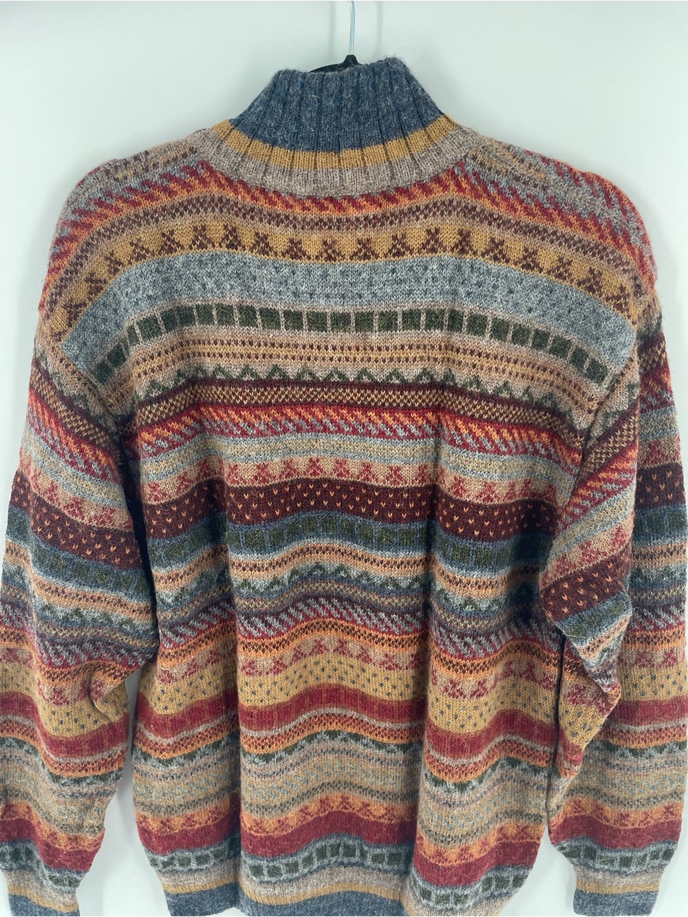 VTG Waliki 100% Alpaca Wool Quarter Zip Sweater XL Boho Geometric Grandpa Core - Picture 9 of 13